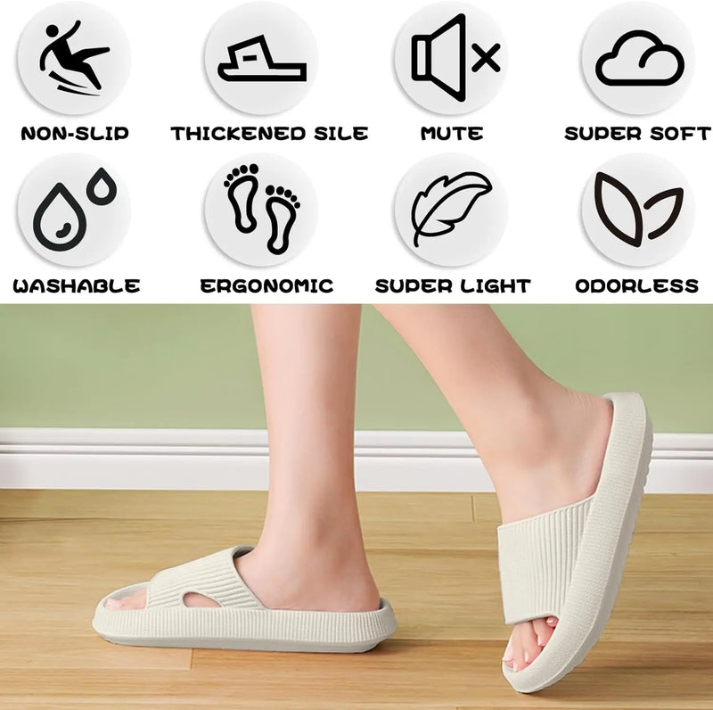 Cloud Sliders Women Men Non-Slip Bathroom Slippers Summer Soft Flip Flop Pillow Sliders Platform Pool Sliders Shower Shoes for I