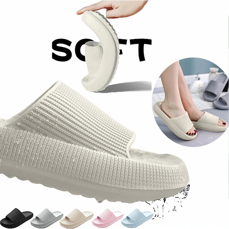 Cloud Sliders Women Men Non-Slip Bathroom Slippers Summer Soft Flip Flop Pillow Sliders Platform Pool Sliders Shower Shoes for I